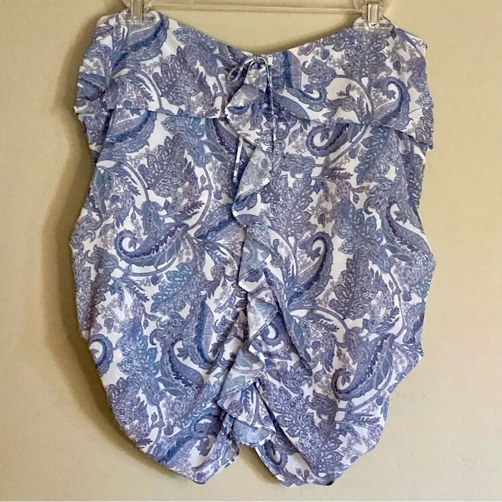 NEW REVOLVE For Love and Lemons Paisley Floral Ruched Mini Skirt Gray Pink XL